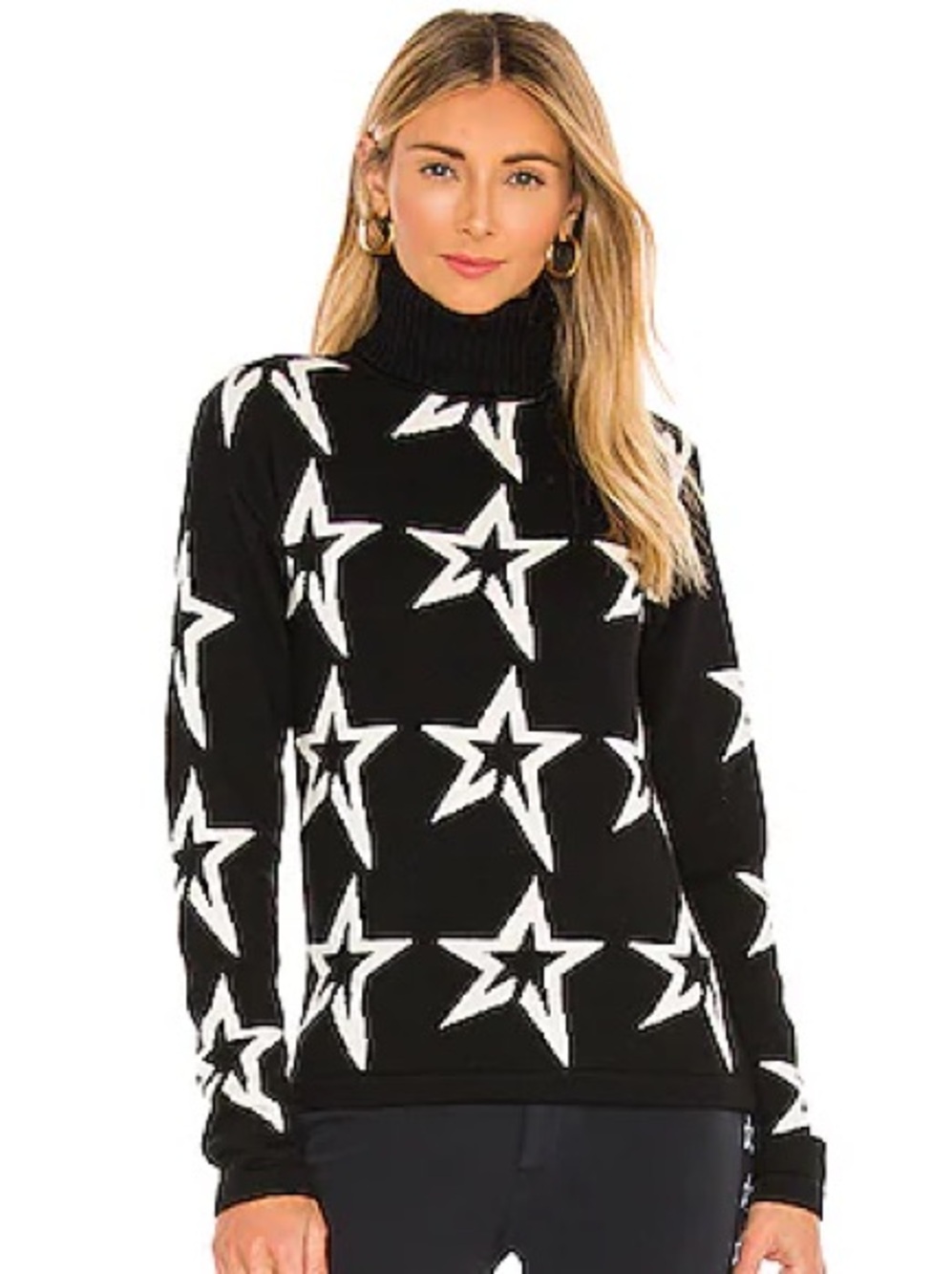Perfect Moment Navy and White Star Dust Turtleneck Sweater